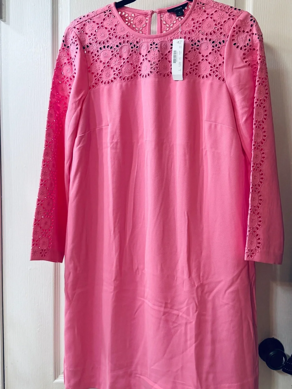 J. Crew Pink Eyelet Yoke Top